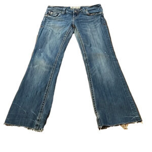 MEK distressed jeans , size 28/32, missing back pocket button